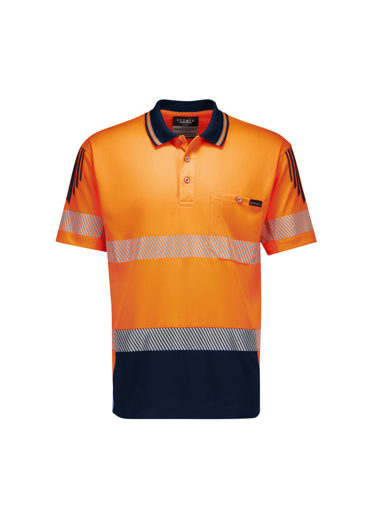 ZH555 Syzmik Mens Hi Vis Flux Segmented Tape Short Sleeve Polo