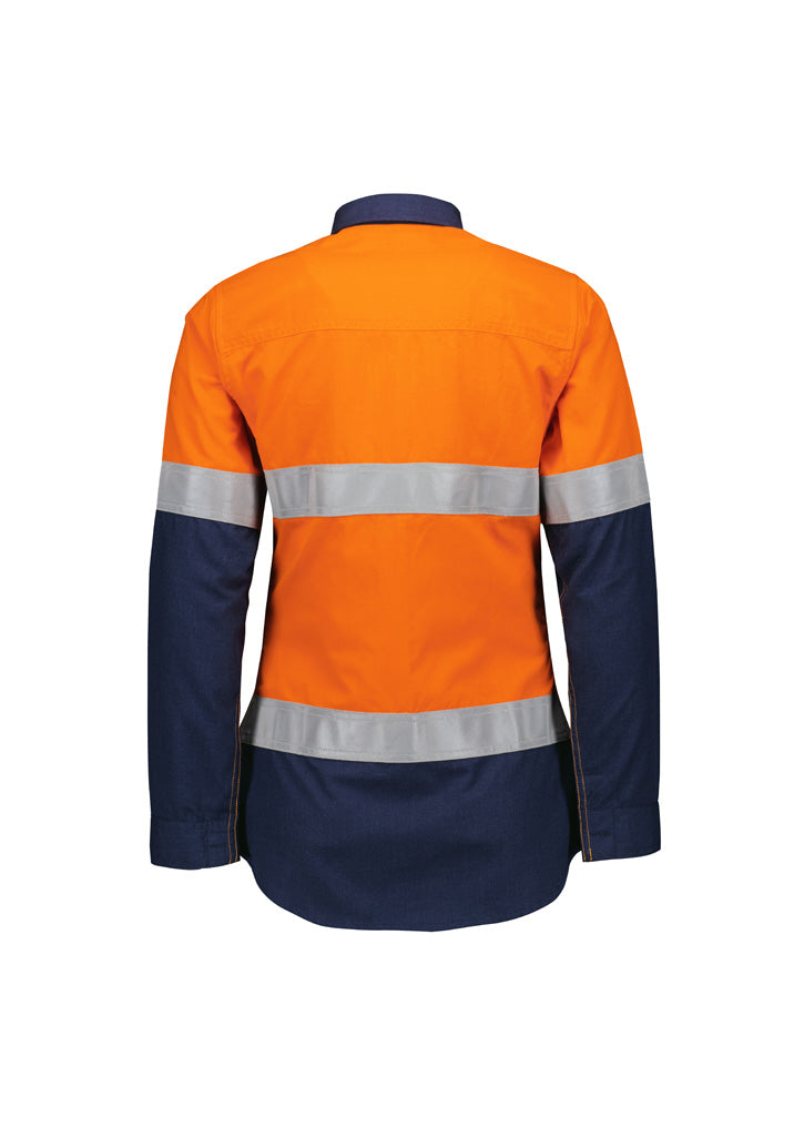 Load image into Gallery viewer, ZW170 Syzmik Womens Orange Flame Lightweight Ripstop Taped Shirt
