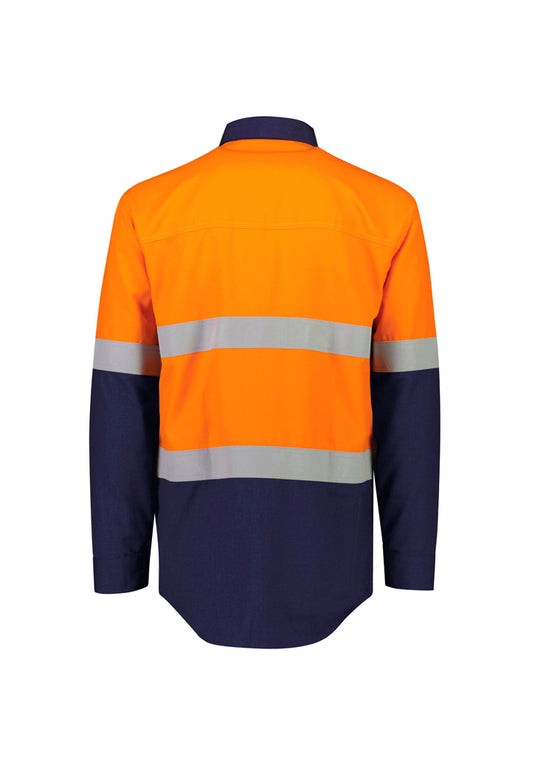 ZW180 Syzmik Mens Orange Flame Lightweight Ripstop Spliced Shirt - Hoop Taped