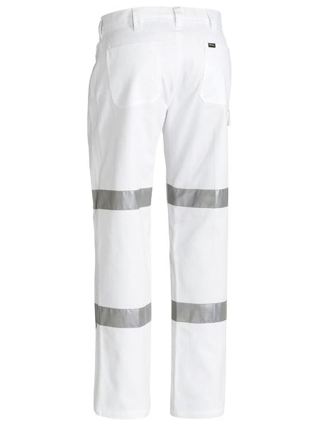 Wholesale BP6808T Bisley 3M Taped Cotton Drill White Work Pant - Regular Printed or Blank