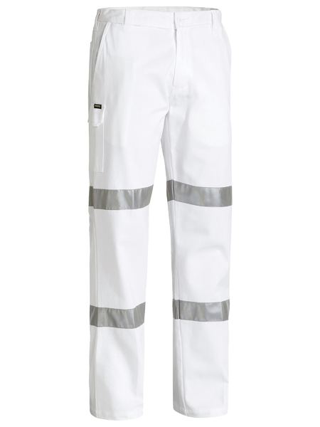 Wholesale BP6808T Bisley 3M Taped Cotton Drill White Work Pant - Stout Printed or Blank