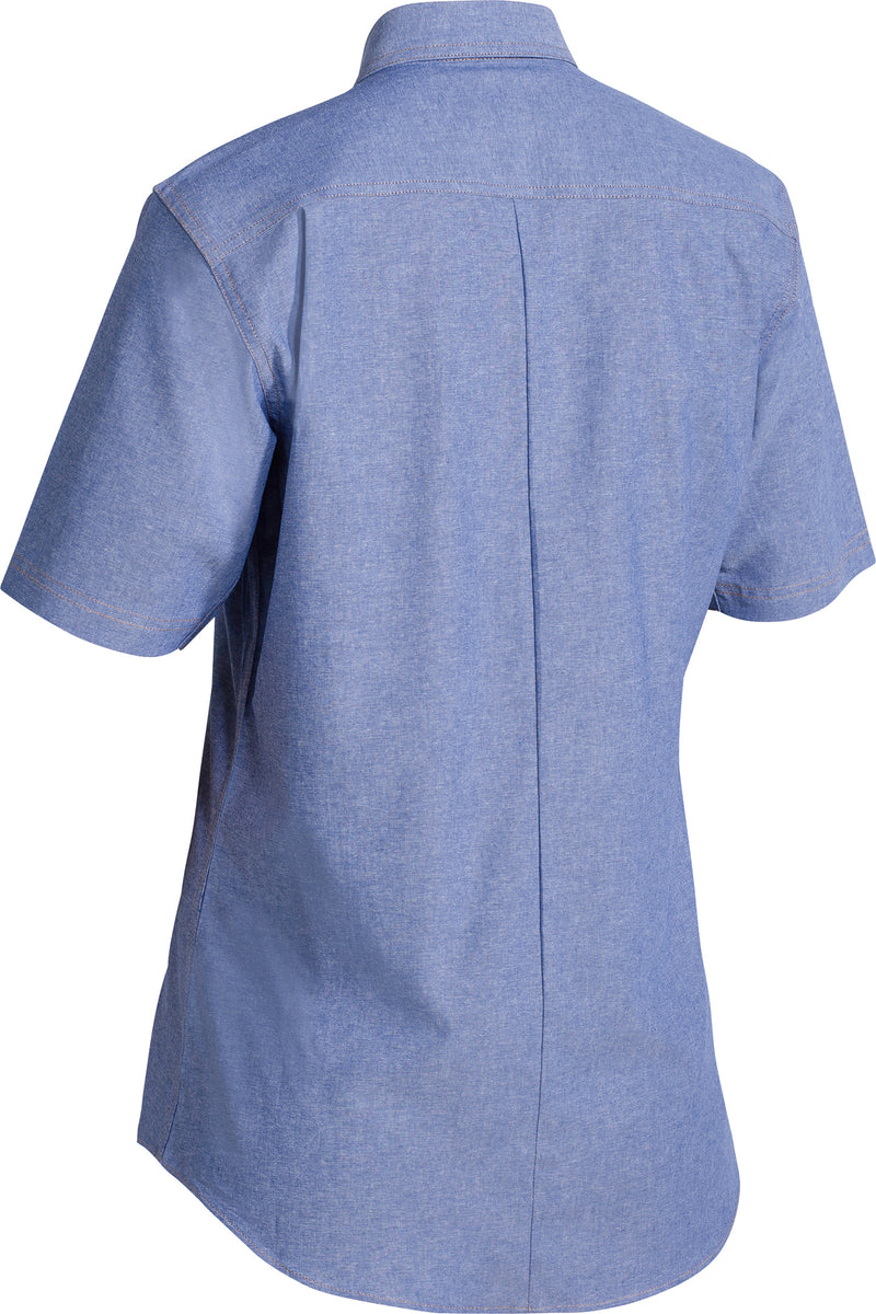 Load image into Gallery viewer, Wholesale B71407L Bisley Womens Chambray Shirt - Short Sleeve Printed or Blank
