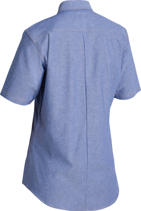 Wholesale B71407L Bisley Womens Chambray Shirt - Short Sleeve Printed or Blank