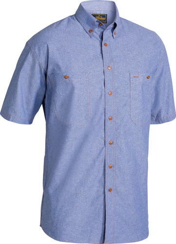 Wholesale B71407 Bisley Chambray Shirt - Short Sleeve Printed or Blank