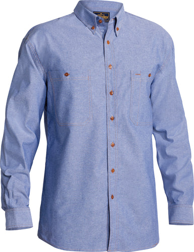 Wholesale B76407 Bisley Chambray Shirt - Long Sleeve Printed or Blank