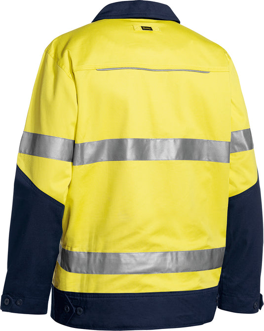 Wholesale BJ6917T Bisley 3M Taped Two Tone Hi Vis Liquid Repellent Cotton Drill Jacket Printed or Blank