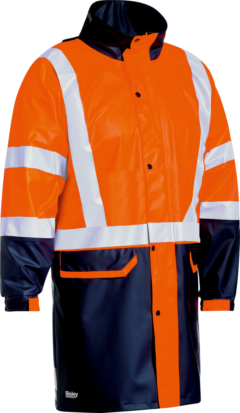 Load image into Gallery viewer, Wholesale BJ6935HT Bisley Taped Two Tone Hi Vis Stretch Pu Rain Coat Printed or Blank
