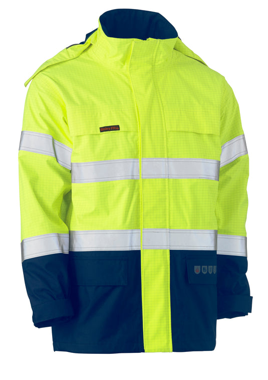 Wholesale BJ8110T Bisley Taped Two Tone Hi Vis FR Wet Weather Shell Jacket Printed or Blank
