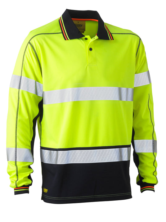 Wholesale BK6219T Bisley Taped Two Tone Hi Vis Polyester Mesh Long Sleeve Polo Shirt Printed or Blank