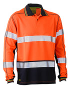 Wholesale BK6219T Bisley Taped Two Tone Hi Vis Polyester Mesh Long Sleeve Polo Shirt Printed or Blank