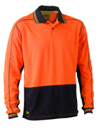 Wholesale BK6219 Bisley Two Tone Hi Vis Polyester Mesh Long Sleeve Polo Shirt Printed or Blank