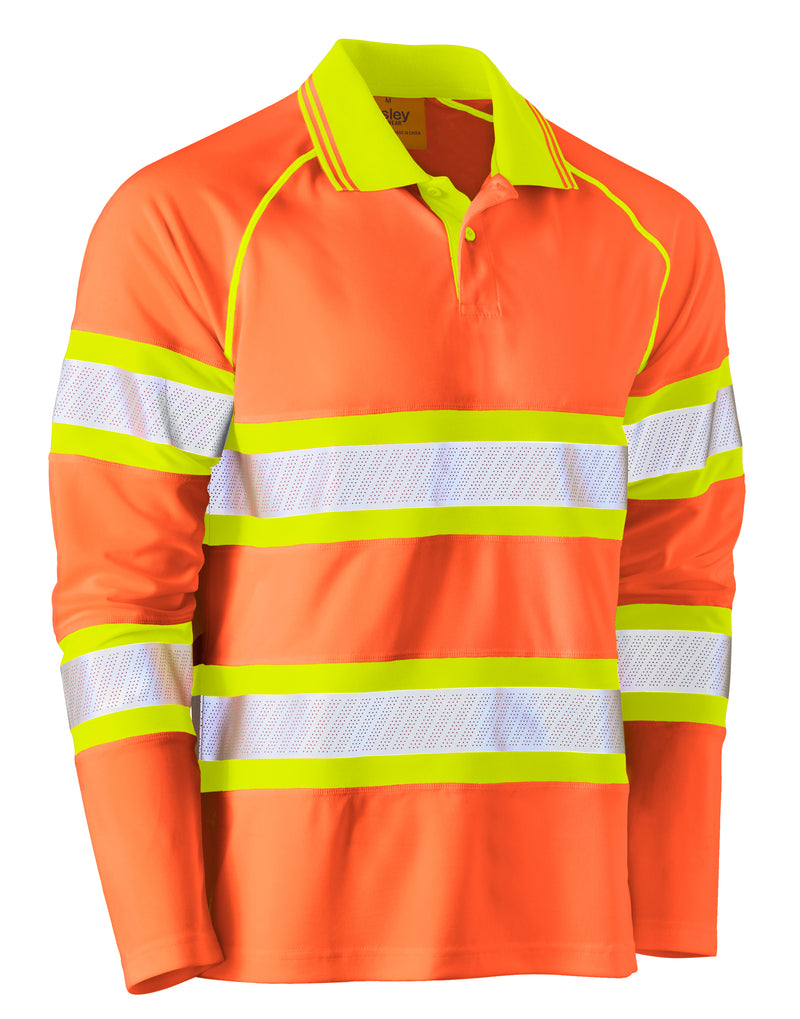 Load image into Gallery viewer, Wholesale BK6223T Bisley Tape Double Hi Vis Mesh Polo Shirt - Long Sleeve Printed or Blank
