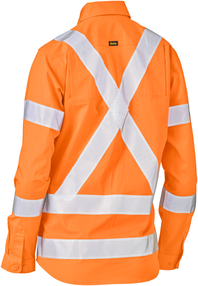 Load image into Gallery viewer, Wholesale BL6166XT Bisley Womens Taped X Back Lighweight Hi Vis Drill Rail Shirt Printed or Blank
