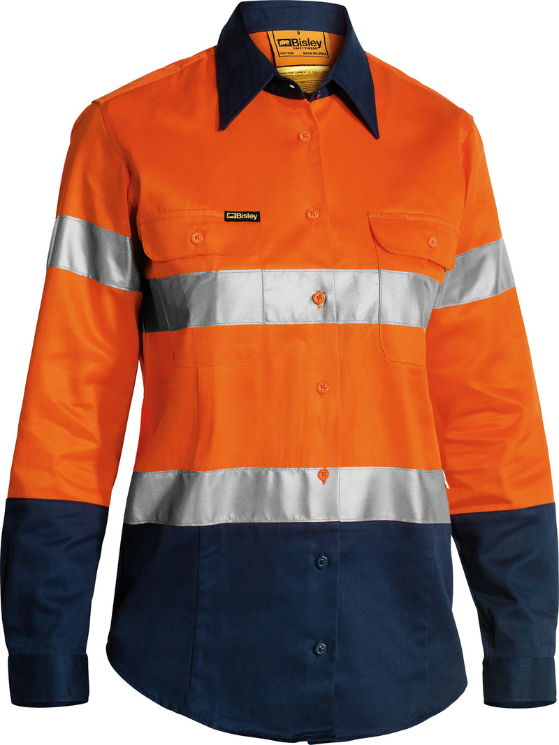 Load image into Gallery viewer, Wholesale BLT6456 Bisley 2 Tone Womens Hi Vis Drill Shirt 3M Reflective Tape - Long Sleeve Printed or Blank
