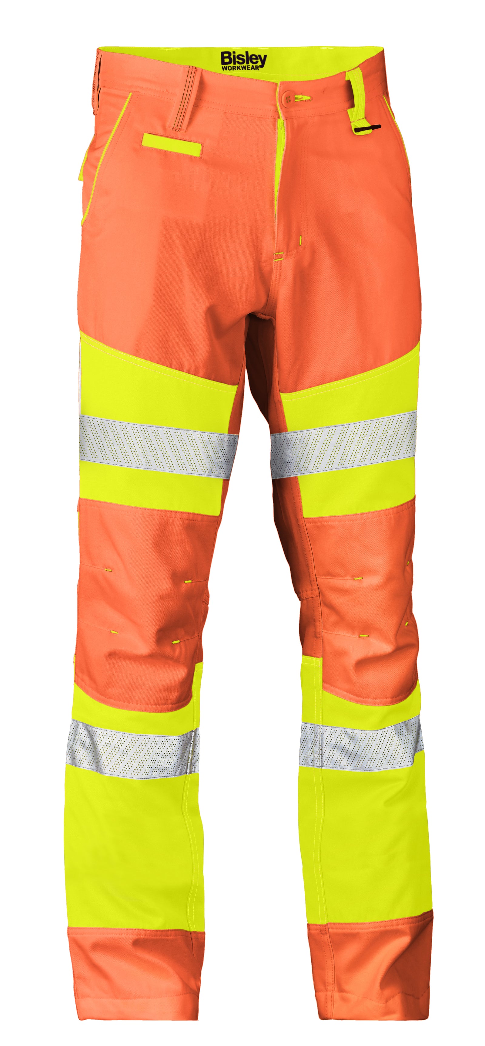 Wholesale BP6411T Bisley Taped Biomotion Double Hi Vis Pant - Stout Printed or Blank