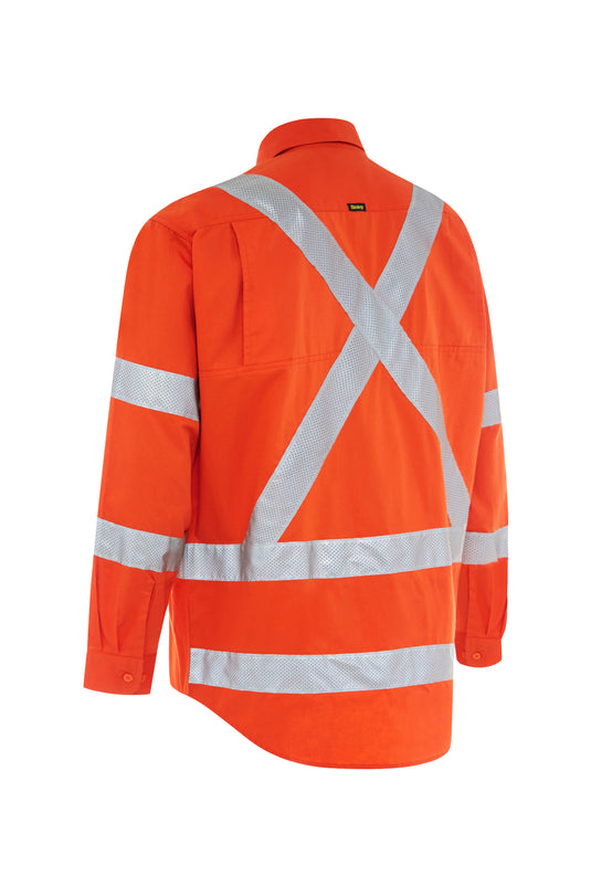 Wholesale BS6166XT Bisley Taped X Back Cool Lightweight Hi Vis Drill Shirt Printed or Blank