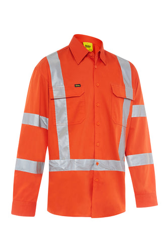Wholesale BS6166XT Bisley Taped X Back Cool Lightweight Hi Vis Drill Shirt Printed or Blank