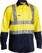 Wholesale BS6267T Bisley 2 Tone Hi Vis Drill Shirt 3M Reflective Tape - Long Sleeve Printed or Blank