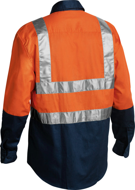 Wholesale BS6267T Bisley 2 Tone Hi Vis Drill Shirt 3M Reflective Tape - Long Sleeve Printed or Blank