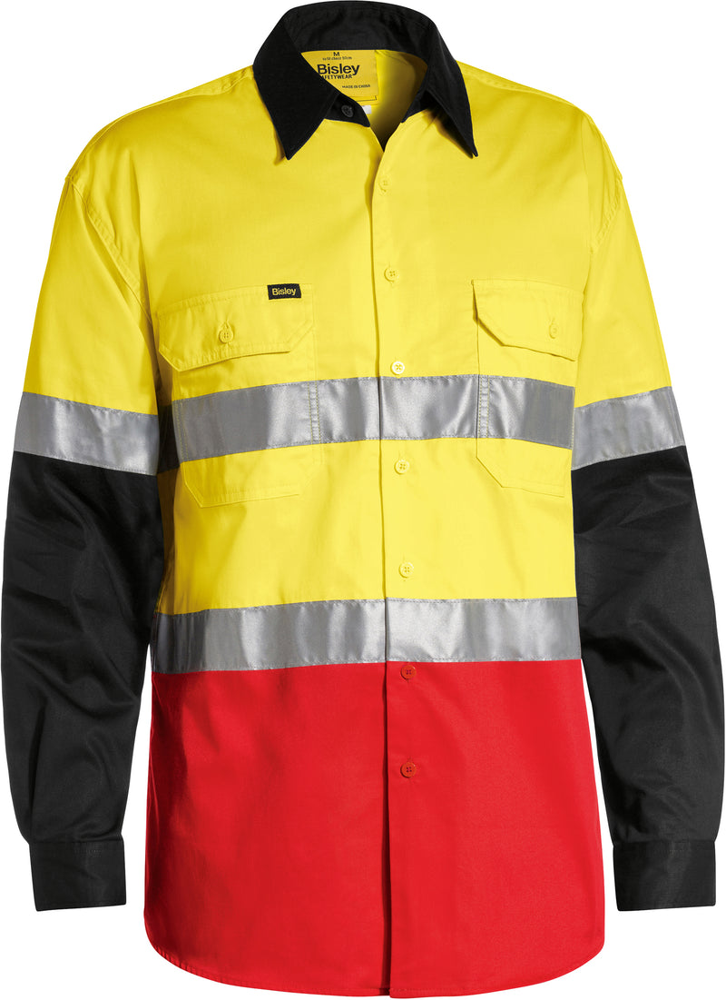 Load image into Gallery viewer, Wholesale BS6697T Bisley 3M Taped Hi Vis Cool Lightweight Three Tone Long Sleeve Shirt Printed or Blank
