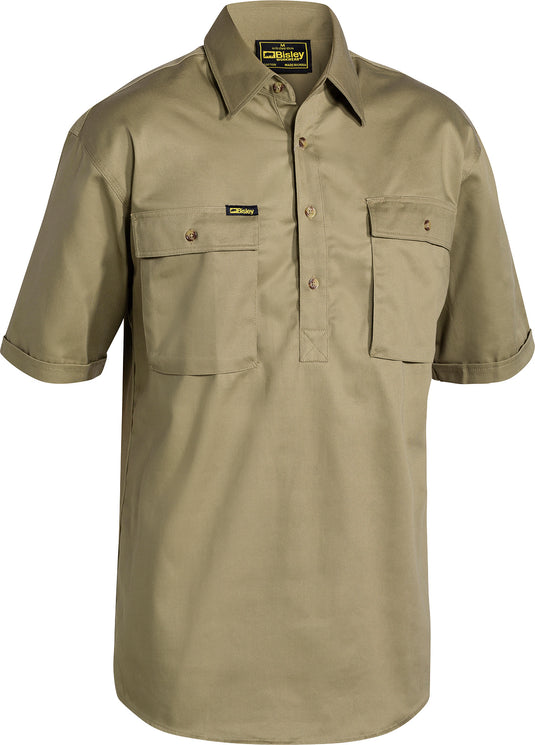 Wholesale BSC1433 Bisley Closed Front Cotton Drill Shirt - Short Sleeve Printed or Blank