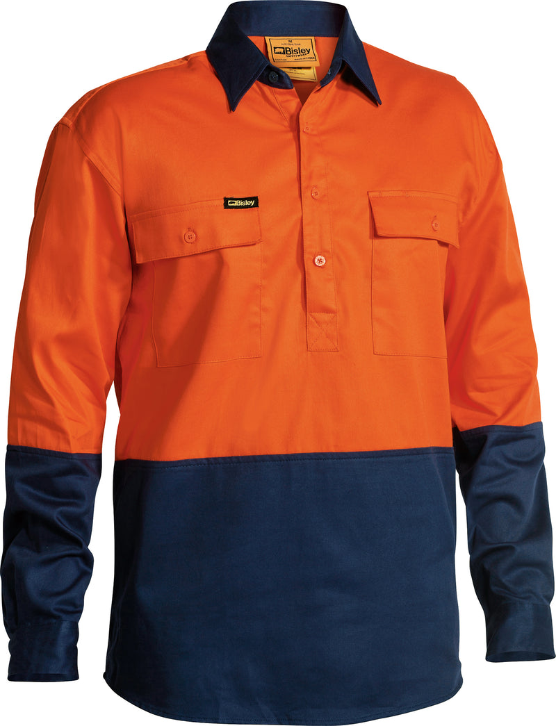 Load image into Gallery viewer, Wholesale BSC6267 Bisley 2 Tone Closed Front Hi Vis Drill Shirt - Long Sleeve Printed or Blank
