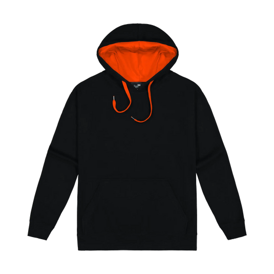 Orange hoodie with black writing best sale