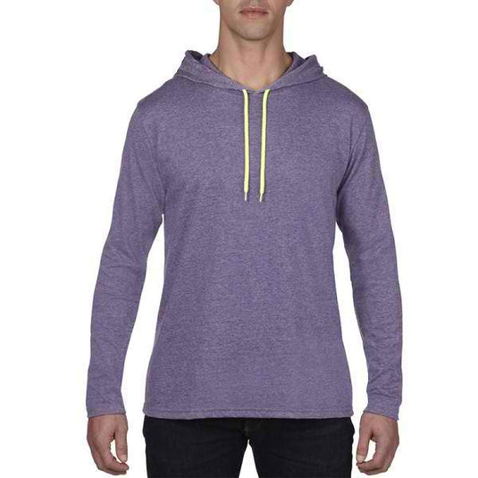 Wholesale 987 Anvil Long Sleeve Hooded T-Shirt Printed or Blank