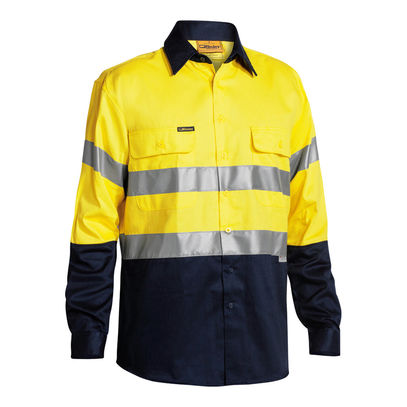 Load image into Gallery viewer, Wholesale BT6456 Bisley 2 Tine Hi Vis Shirt 3M Reflective Tape - Long Sleeve Printed or Blank
