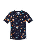Wholesale CST148LS BIZCARE WOMENS SPACE PARTY SCRUB TOP Printed or Blank