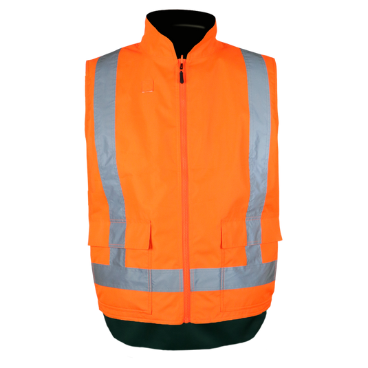 Wholesale R461X Workguard Reversible Fleece Lined Hi-Vis Safety Vest Printed or Blank