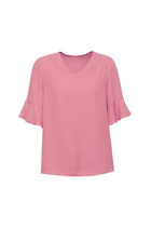 Wholesale RB966LS Womens Aria Fluted Sleeve Blouse Printed or Blank