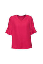 Wholesale RB966LS Womens Aria Fluted Sleeve Blouse Printed or Blank