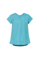 Wholesale RB967LS Women's Kayla V-Neck Pleat Blouse Printed or Blank
