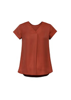 Wholesale RB967LS Women's Kayla V-Neck Pleat Blouse Printed or Blank