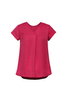 Wholesale RB967LS Women's Kayla V-Neck Pleat Blouse Printed or Blank