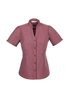 Wholesale S262LS BizCollection Chevron Ladies Stand Collar Shirt Printed or Blank