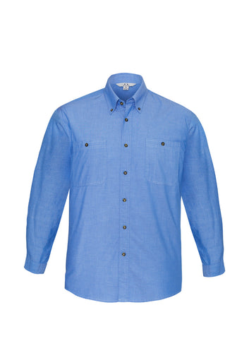 Wholesale SH112 BizCollection MENS WRINKLE FREE CHAMBRAY LONG SLEEVE SHIRT Printed or Blank