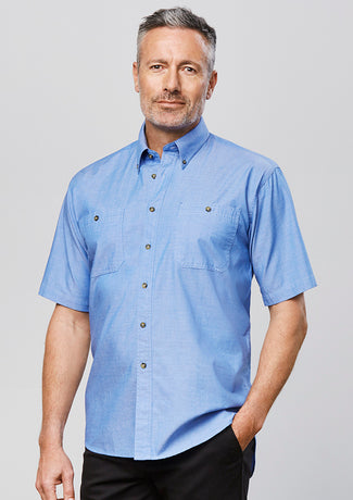 Load image into Gallery viewer, Wholesale SH113 BizCollection MENS WRINKLE FREE CHAMBRAY SHORT SLEEVE SHIRT Printed or Blank
