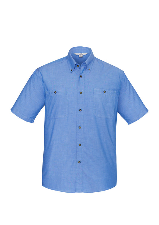 Wholesale SH113 BizCollection MENS WRINKLE FREE CHAMBRAY SHORT SLEEVE SHIRT Printed or Blank
