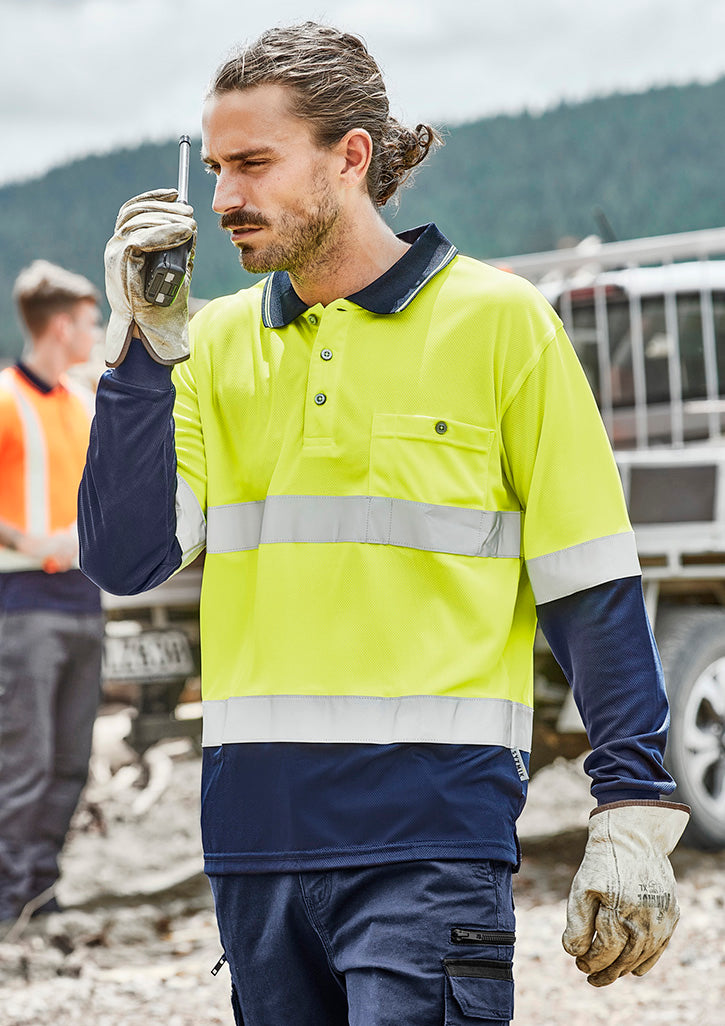 Load image into Gallery viewer, ZH235 Syzmik Hi Vis Spliced Long Sleeve Polo - Hoop Taped
