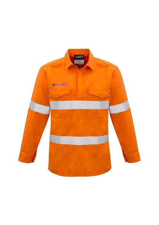 Wholesale ZW134 Syzmik Fire Resistant Closed Front Hooped Taped Shirt Hi Vis Printed or Blank