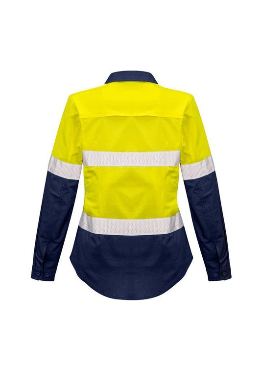 Wholesale ZW720 Womens Rugged Cooling Taped Hi Vis Spliced L/S Shirt Printed or Blank