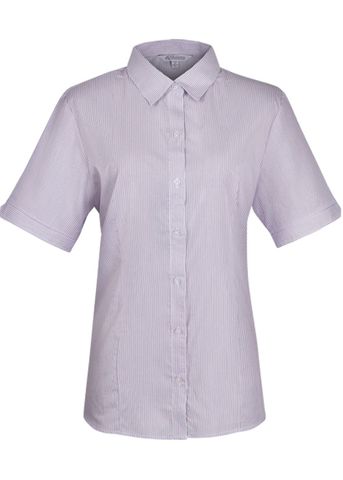 Load image into Gallery viewer, Wholesale 2900S Aussie Pacific Ladies Henley Striped Short Sleeve Shirt Printed or Blank
