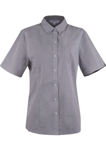 Wholesale 2901S Aussie Pacific Ladies Toorak Check Short Sleeve Shirt Printed or Blank