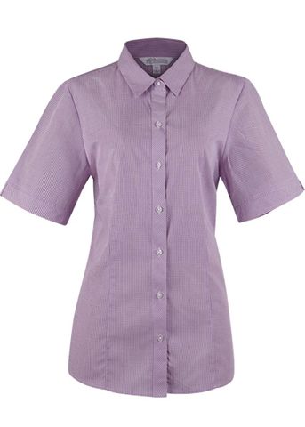 Wholesale 2901S Aussie Pacific Ladies Toorak Check Short Sleeve Shirt Printed or Blank