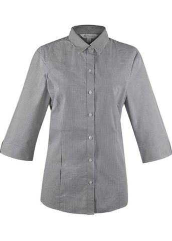 Wholesale 2901T Aussie Pacific Ladies Toorak Check 3/4 Sleeve Shirt Printed or Blank