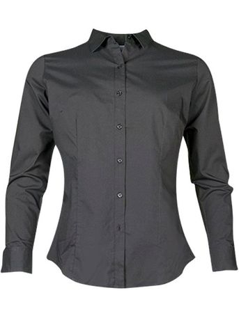Wholesale 2903L Aussie Pacific Ladies Mosman Stretch Long Sleeve Shirt Printed or Blank