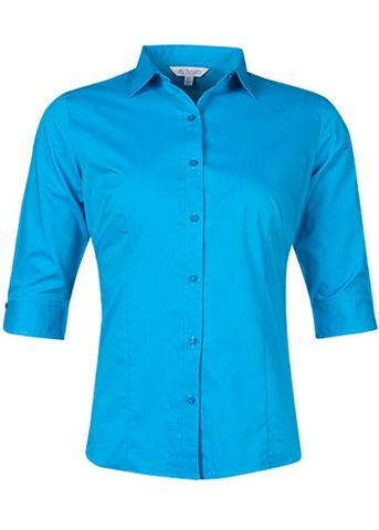 Wholesale 2903T Aussie Pacific Ladies Mosman Stretch 3/4 Sleeve Shirt Printed or Blank