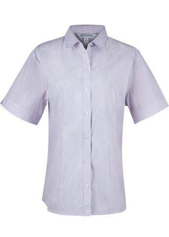 Load image into Gallery viewer, Wholesale 2906S Aussie Pacific Ladies Bayview Wide Stripe Short Sleeve Shirt Printed or Blank
